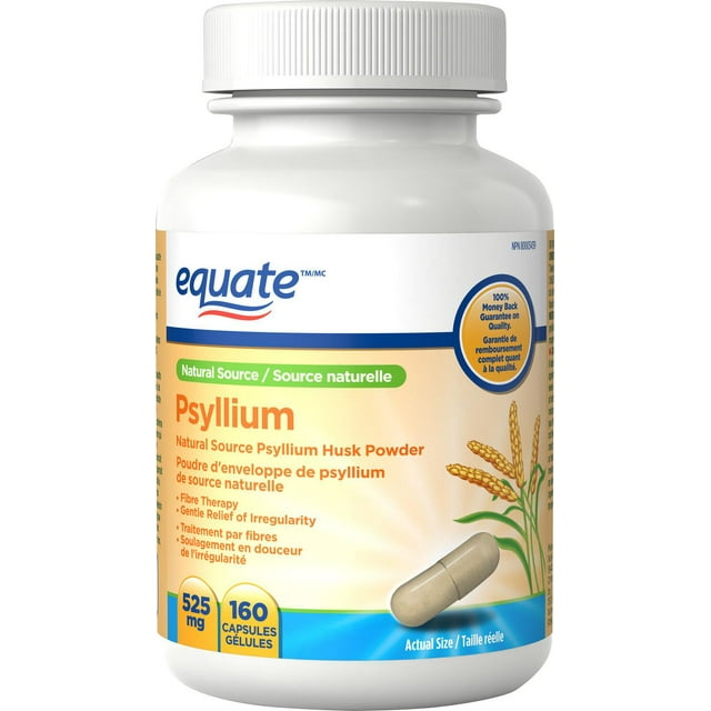 Equate Psyllium - Natural Source Psyllium Husk Powder 525 mg, 160 Capsules