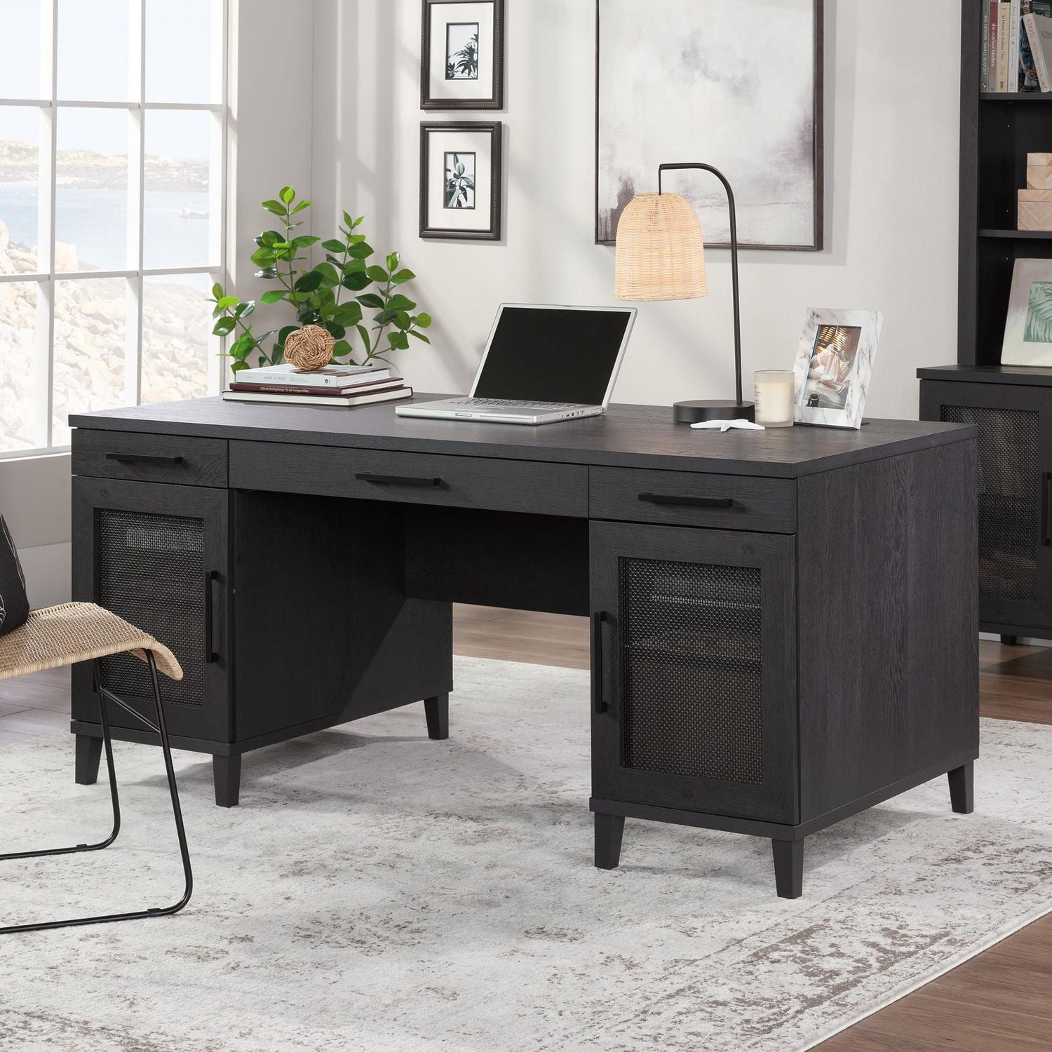 Sauder Tiffin Line Executive Desk Raven Oak 433226