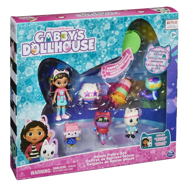 Gabby's Dollhouse, Coffret de figurines Édition Soirée dansante avec une  poupée Gabby, 6 figurines chat et accessoires, jouets pour enfants à partir  de 3 ans Gabby's Dollhouse Figurines 