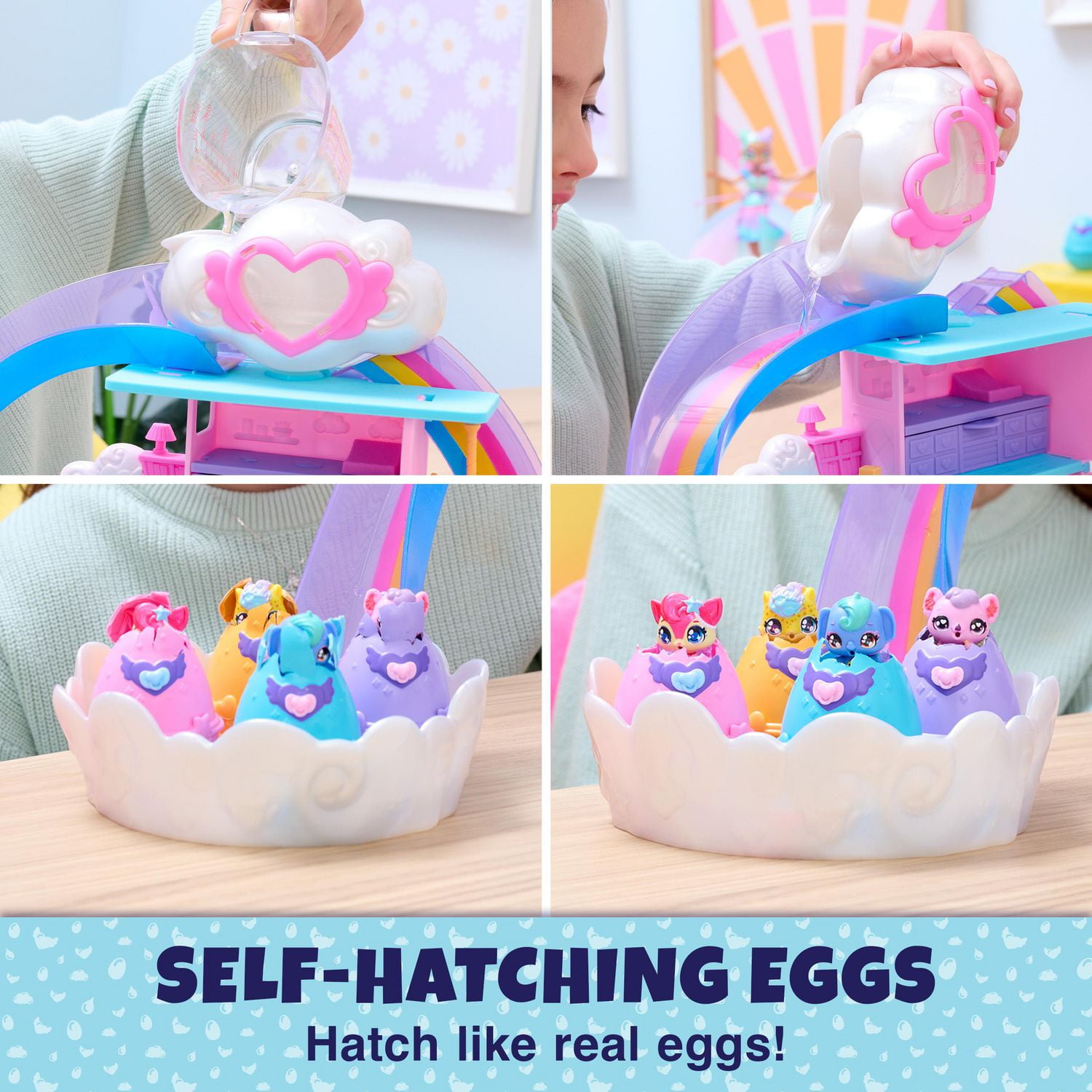 Hatchimals Alive Hatchi Nursery Playset Toy with 4 Mini Figures in Self Hatching Eggs 13 Accessories Kids Toys for Girls and Boys Ages 3 and up Walmart