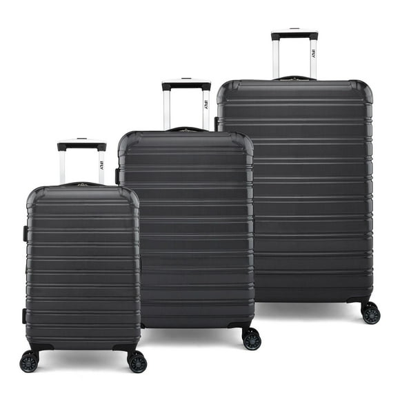 iFLY Hardside Luggage Fibertech 3-Piece Set with Double Spinner Wheels, Black, 3-Piece Luggage Set