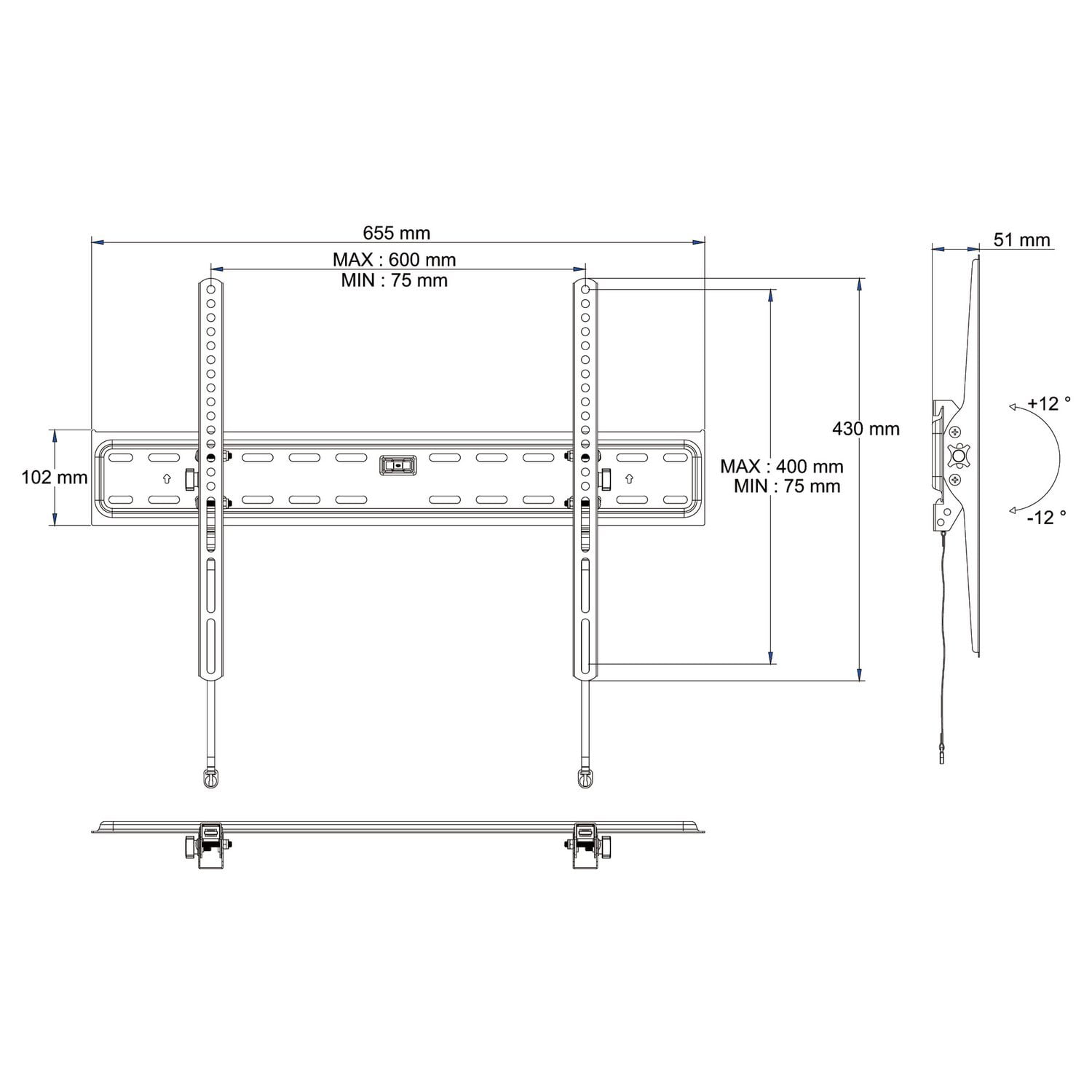 blackweb Tilting TV Wall Mount for 50 in. to 86 in. TV's (Black