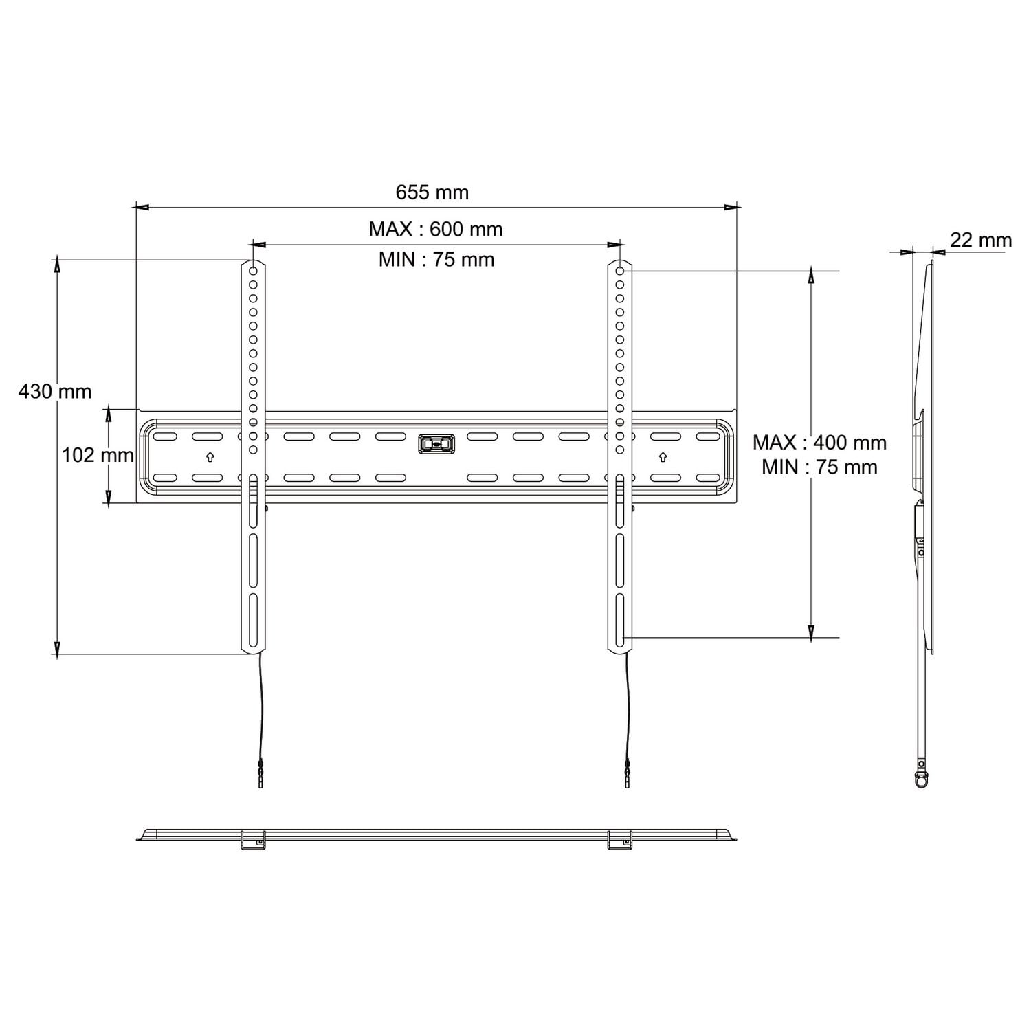 blackweb Fixed TV Wall Mount for 50 in. to 86 in. TV's (Black