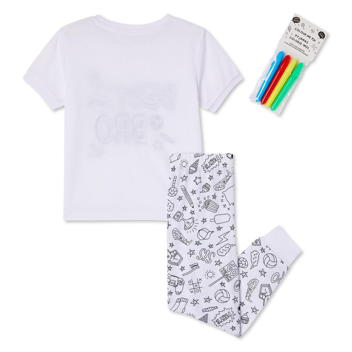 George Toddler Boys' Colour-Me Pajamas 2-Piece Set