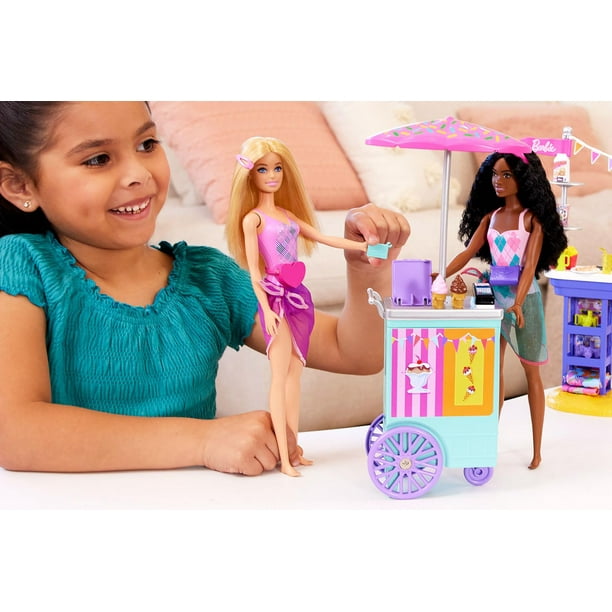 Barbie– Coffret de jeu – Promenade à la plage, Brooklyn et Malibu Âges 3+ 