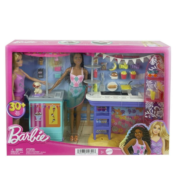 Barbie Coffret de jeu Promenade à la plage, Brooklyn et Malibu