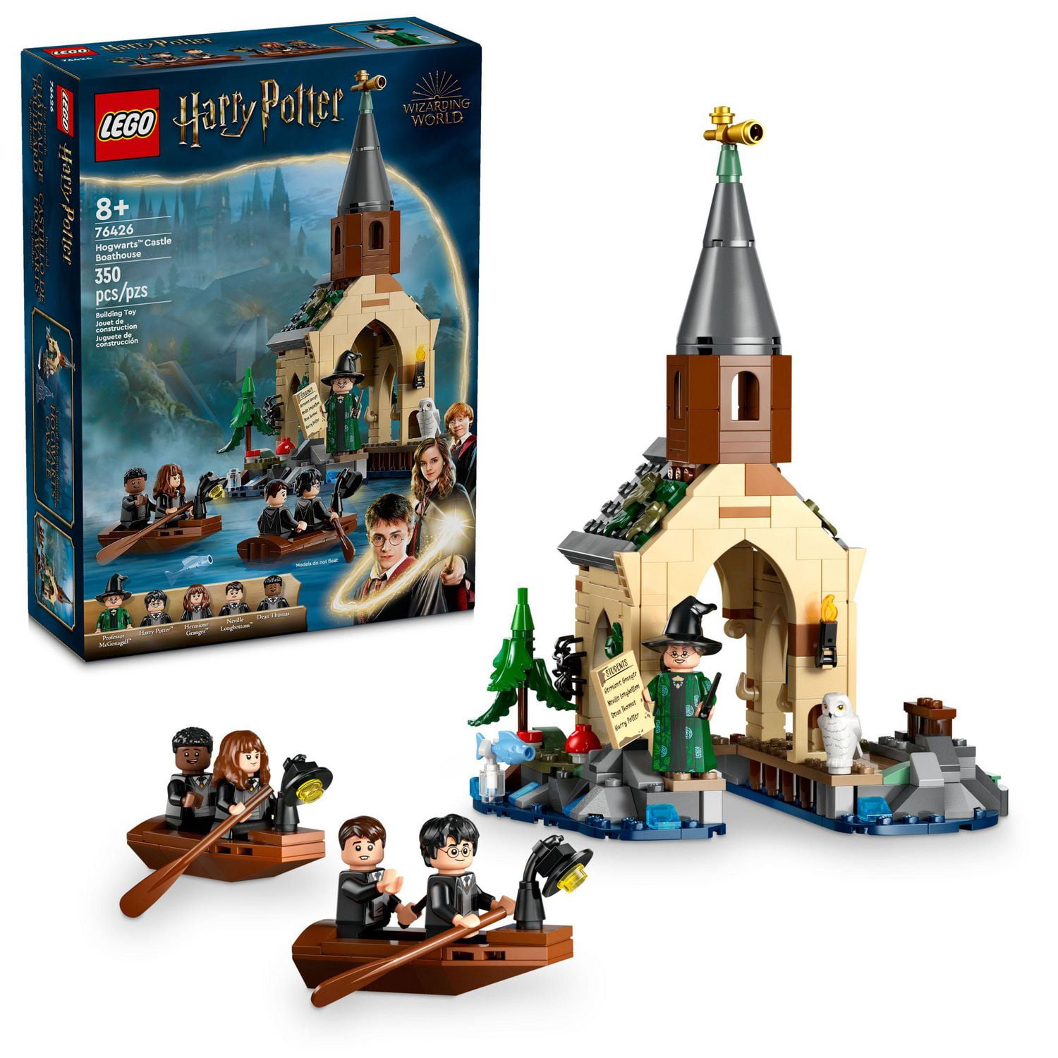 LEGO Harry Potter Hogwarts Castle Boathouse Building Set Harry Potter Toy with 2 Buildable Boats and 5 Minifigures Halloween Toy for Kids Gift for