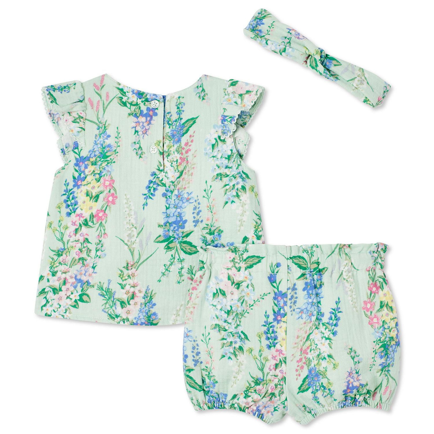 Ensemble 3 pièces avec short George pour bébés filles