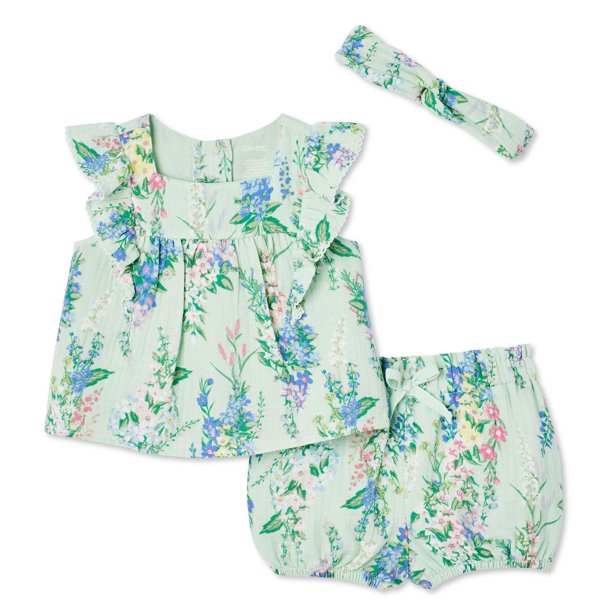 George Baby Girls' Short 3-Piece Set, Sizes 0-24 months - Walmart.ca