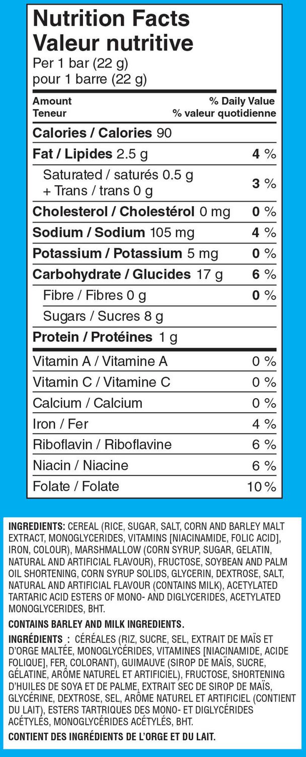 Rice Krispies Ingredients Label