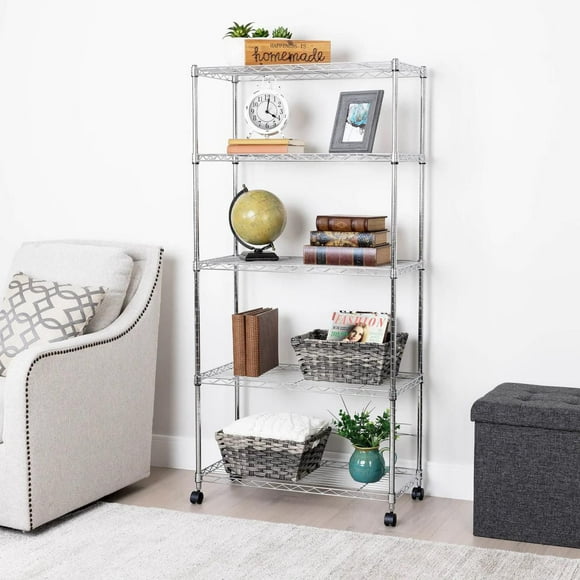 Seville Classics 5-Tier Shelving Unit, 60" H x 30" W x 14" D