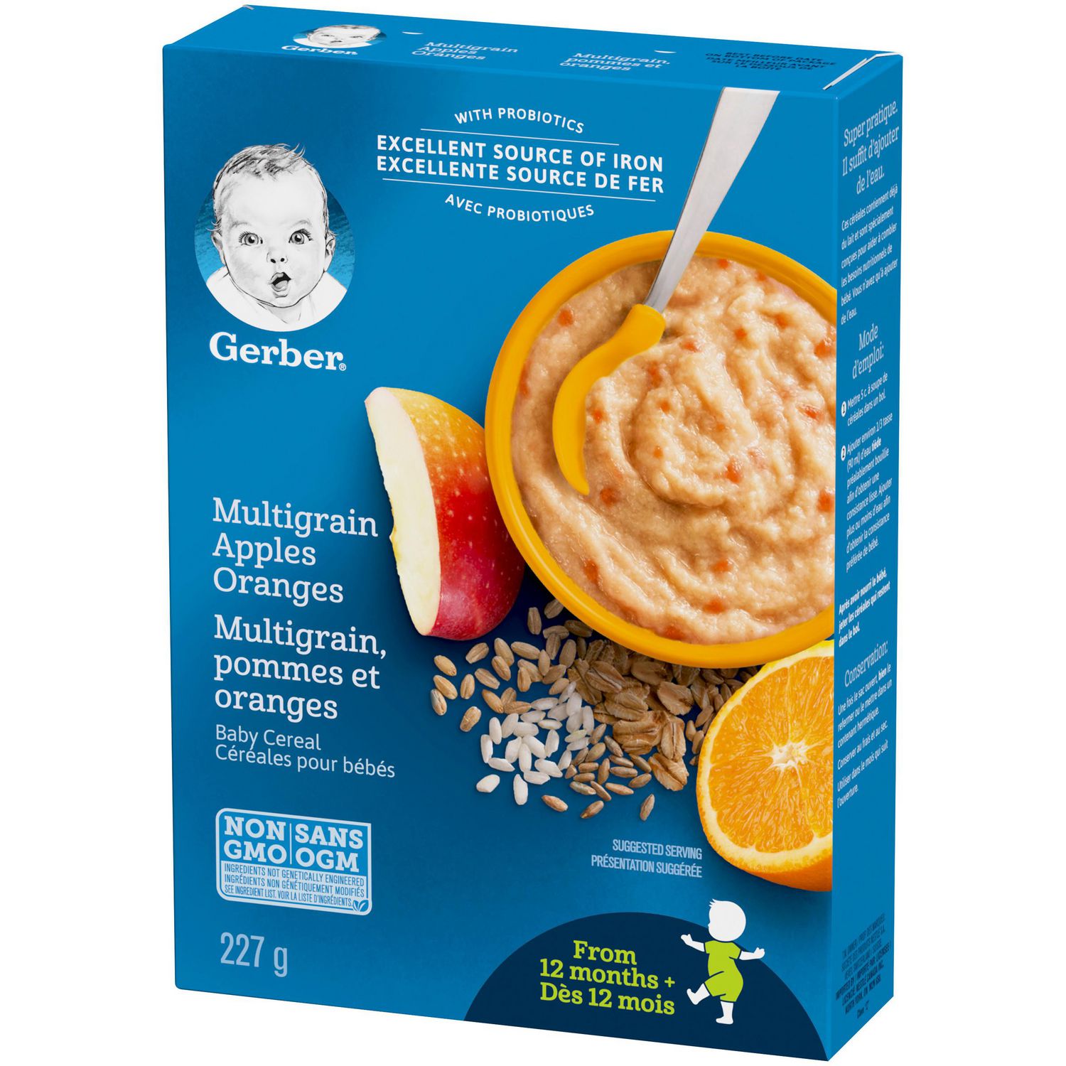 Céréales pour bébés GERBER® Étape 4 Multigrains avec pommes et oranges 227  g 227 GR 