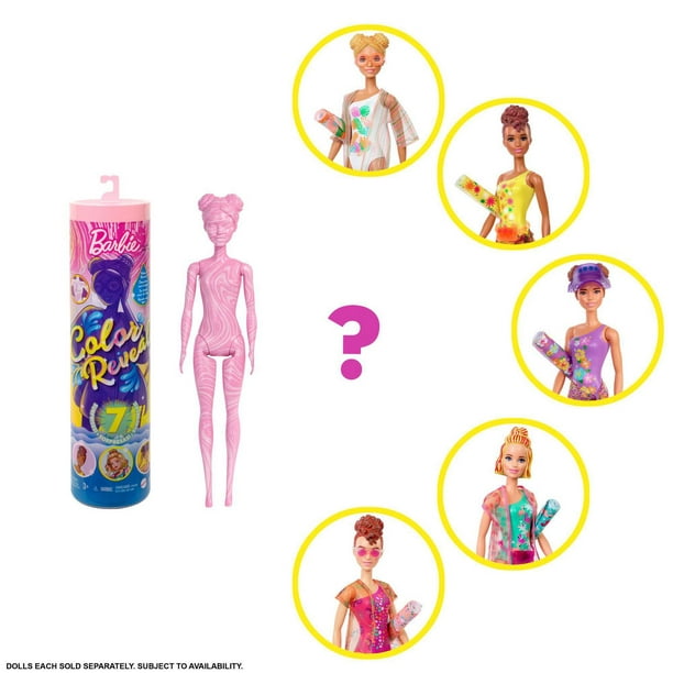 Barbie Color Reveal Doll with 7 Surprises, Sand & Sun Series, Marble ...