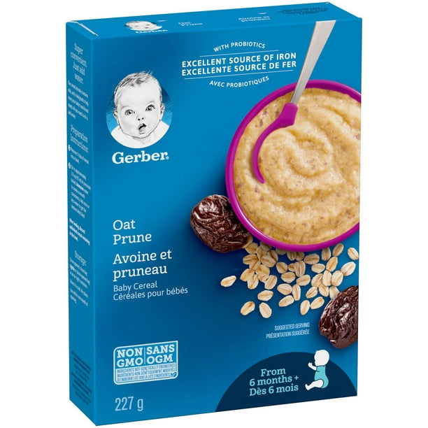 Céréales pour bébés dès 6 mois +, 227 g, avoine et pruneau – Gerber :  Aliments et jus