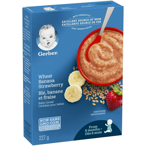 Céréales pour bébés GERBER® Étape 2 Blé avec banane et fraise 227 g 227 GR  