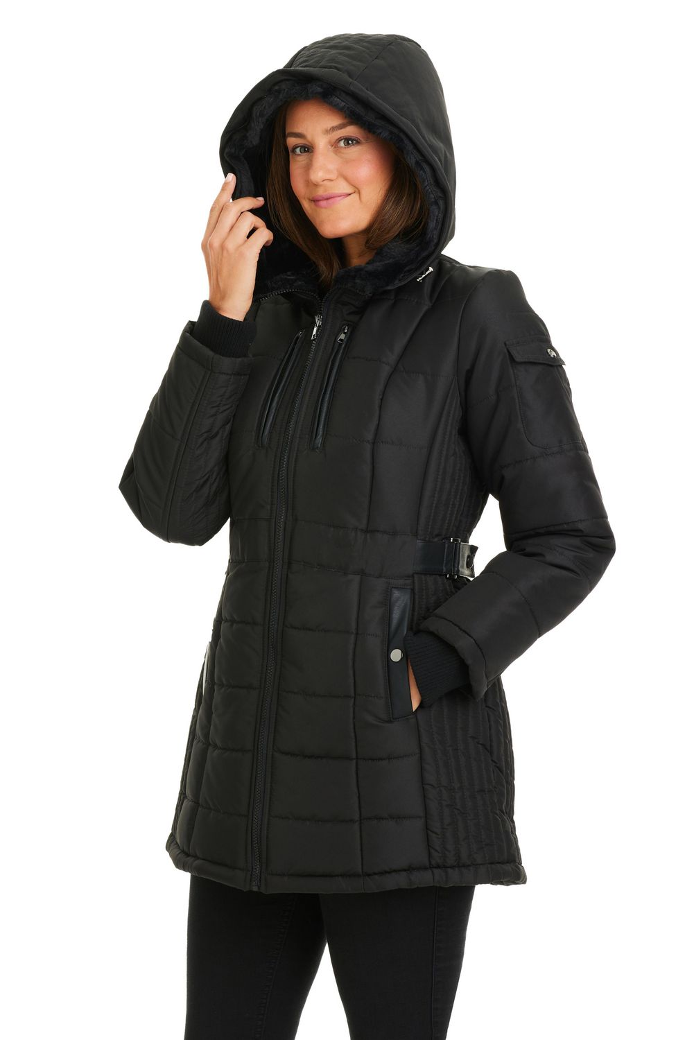 The puffer jacket full zip front closure, adorned with a stylish zipper  pull, allows for easy wear and temperature control. 35346806 Vector Art at  Vecteezy