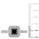 Bague de fiançailles avec diamant noir de coupe princesse et diamants blancs ronds 0,60 CT poids total en or blanc 10K – image 3 sur 4