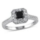 Bague de fiançailles avec diamant noir de coupe princesse et diamants blancs ronds 0,60 CT poids total en or blanc 10K – image 1 sur 4