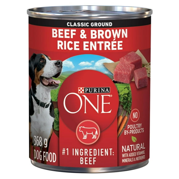 Purina ONE SmartBlend Classic Ground Beef & Brown Rice Entrée, Wet Dog Food 368 g, 368 g