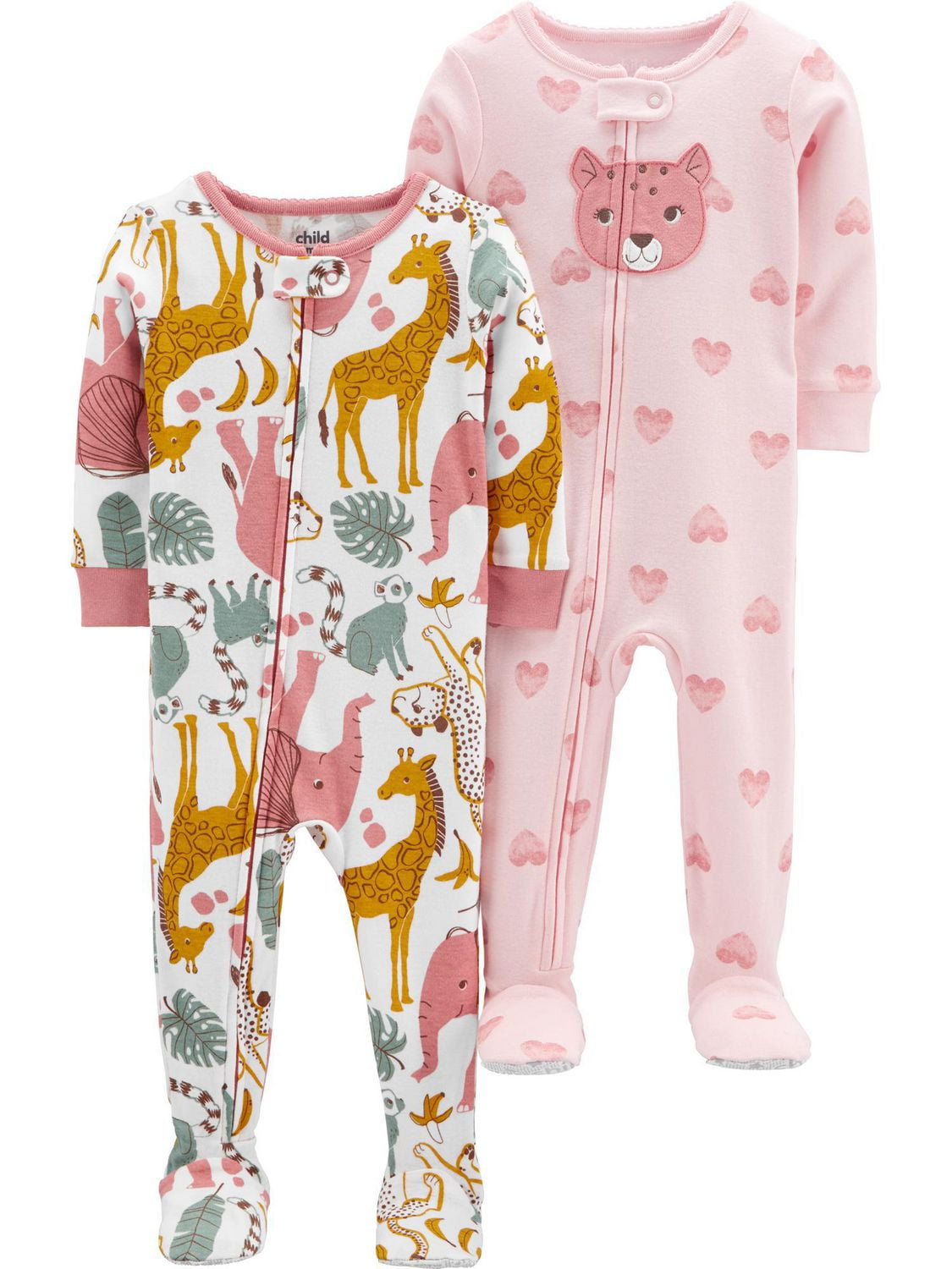 Child of Mine made by Carter's Girls 2-pack 1 Piece Pajama - Kitty/Animals