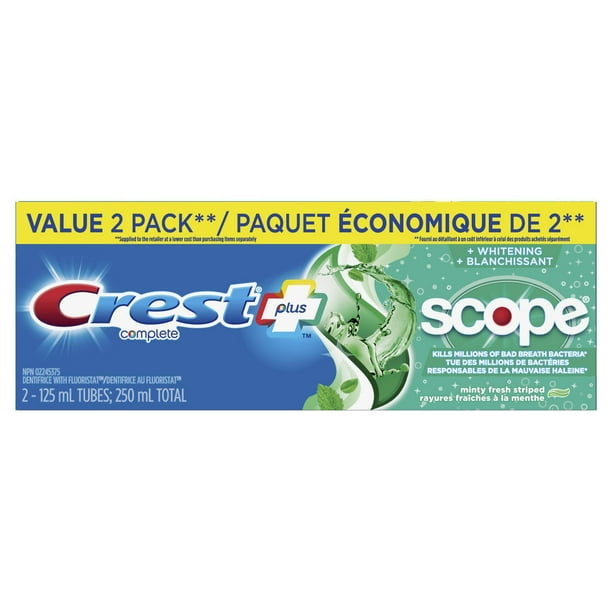 Crest Complete Whitening Plus Scope Minty Fresh Toothpaste, 120 mL, Pack of  3 