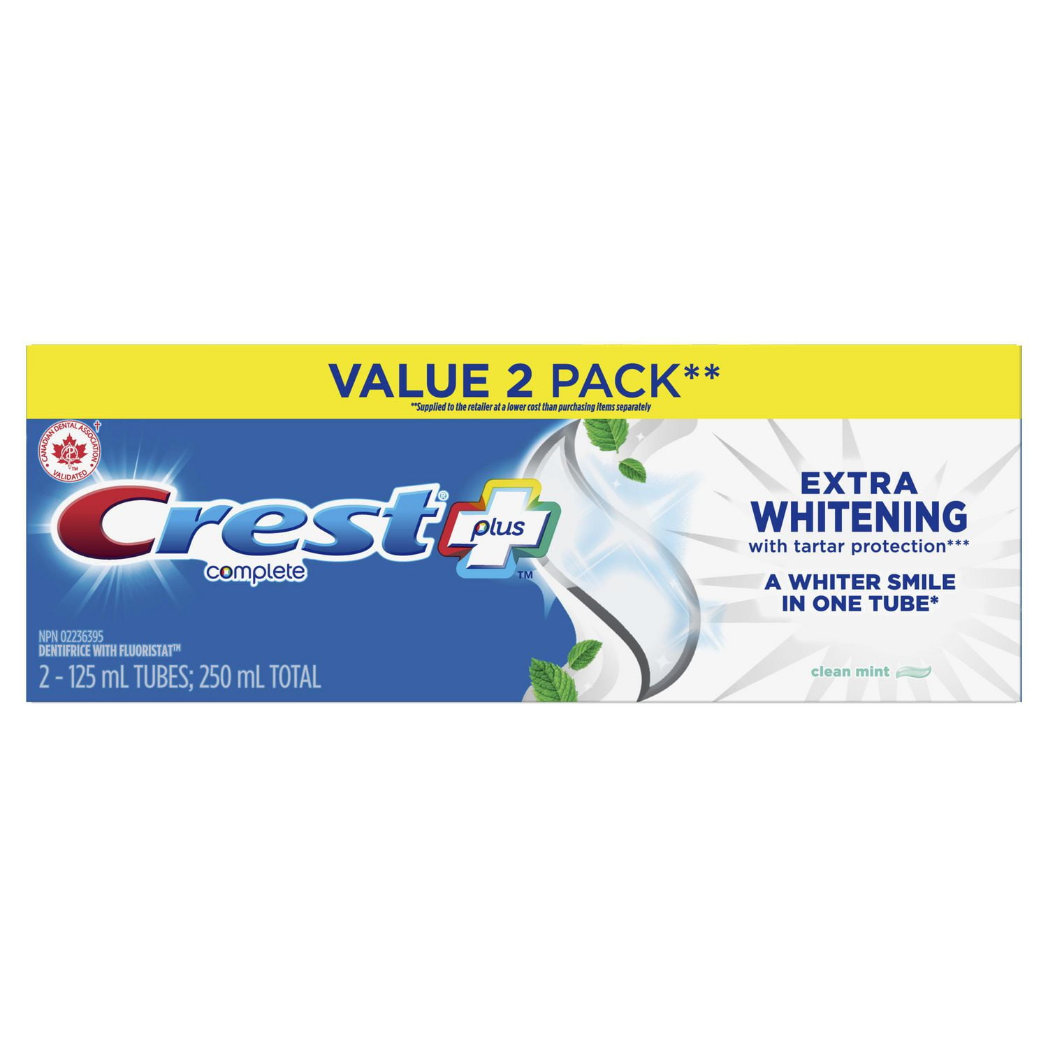 Crest + Extra Whitening Complete Toothpaste, Clean Mint Walmart Canada