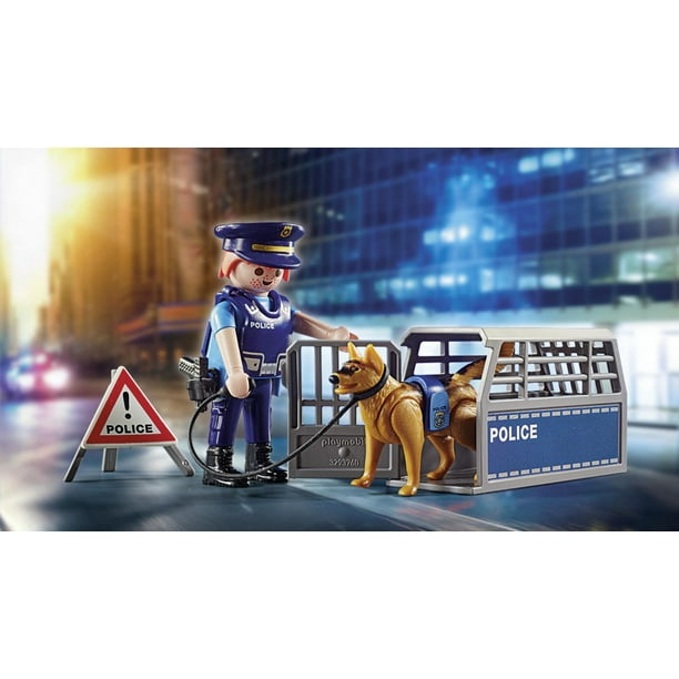 PLAYMOBIL - Valisette Motard de Police - Garçon - 13 éléments - A partir de  4 ans