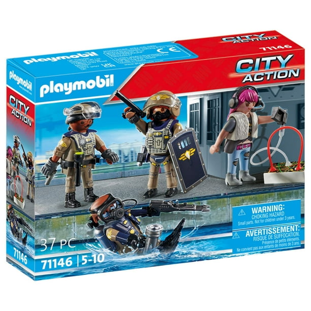 PLAYMOBIL - Pompier avec robot d'intervention - Voiture et figurine -  JEUX, JOUETS -  - Livres + cadeaux + jeux
