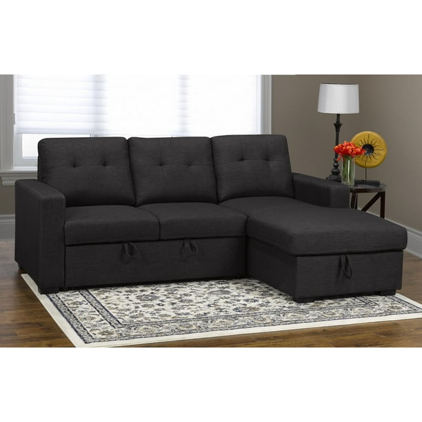 Sectional with PullOut Bed & Storage Chaise, Grey Walmart.ca