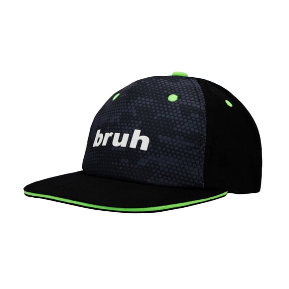 Hat snapback with bold white '' Bruh '' print