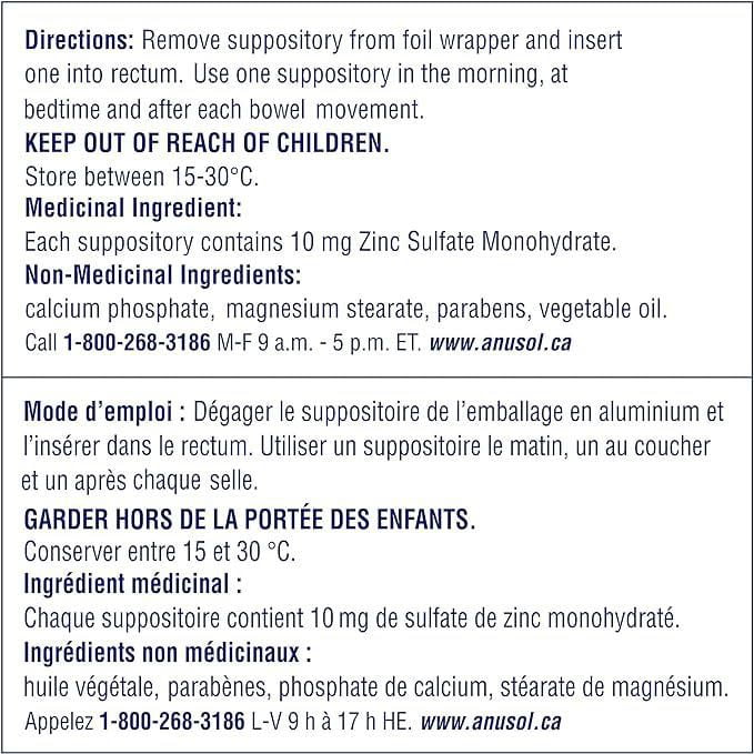 Anusol Multi-Symptom Hemorrhoid Pain Relief Suppositories, 24 Suppositories