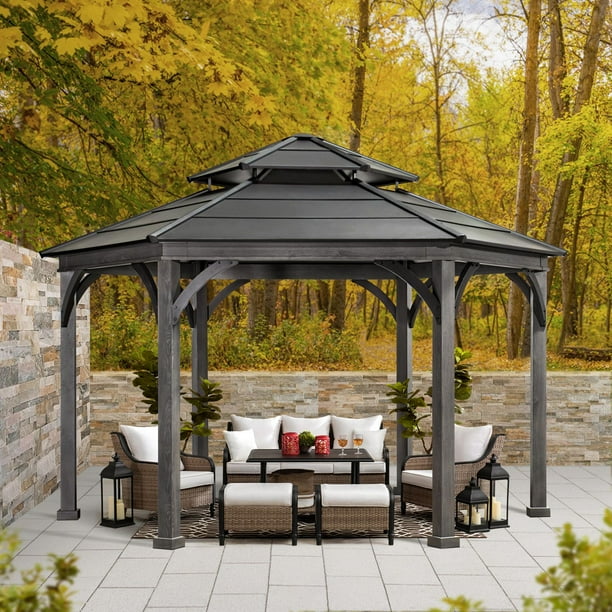 Sunjoy 15 ft. x 15 ft. Ashland Hexagon Hardtop Gazebo - Walmart.ca