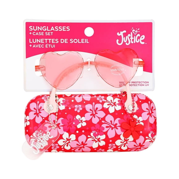 Justice heart shaped sunglasses with case