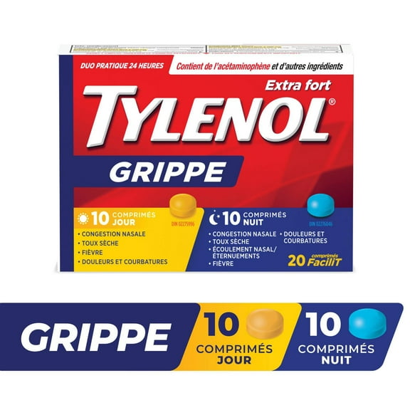 Tylenol Extra Stength Flu eZ Tabs, Relieves Flu symptoms, Daytime & Nighttime, Convenience Pack, 20 Count