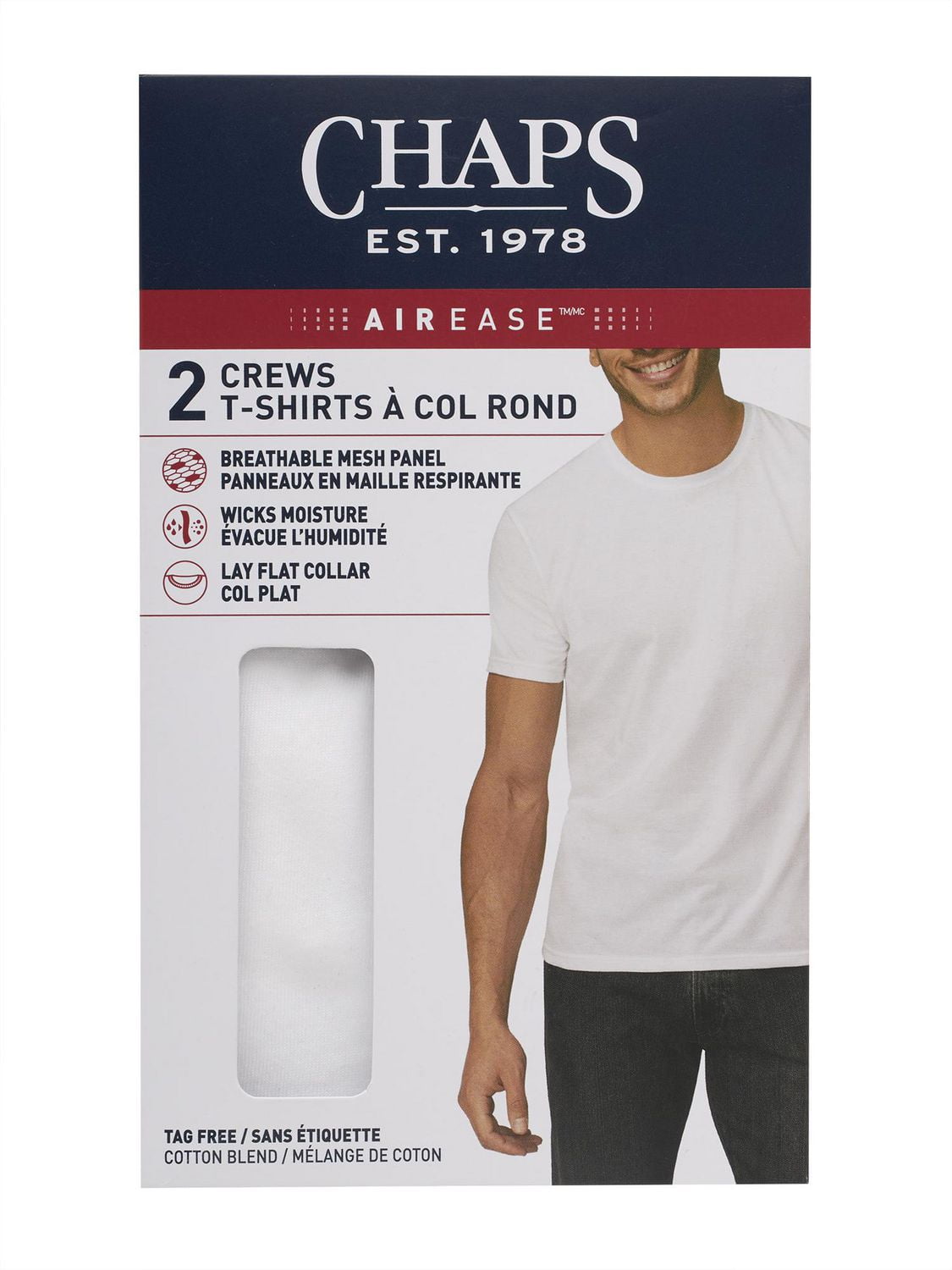Cahps T-shirts a col rond, Sans Etiquette, Melange Coton packet de 2