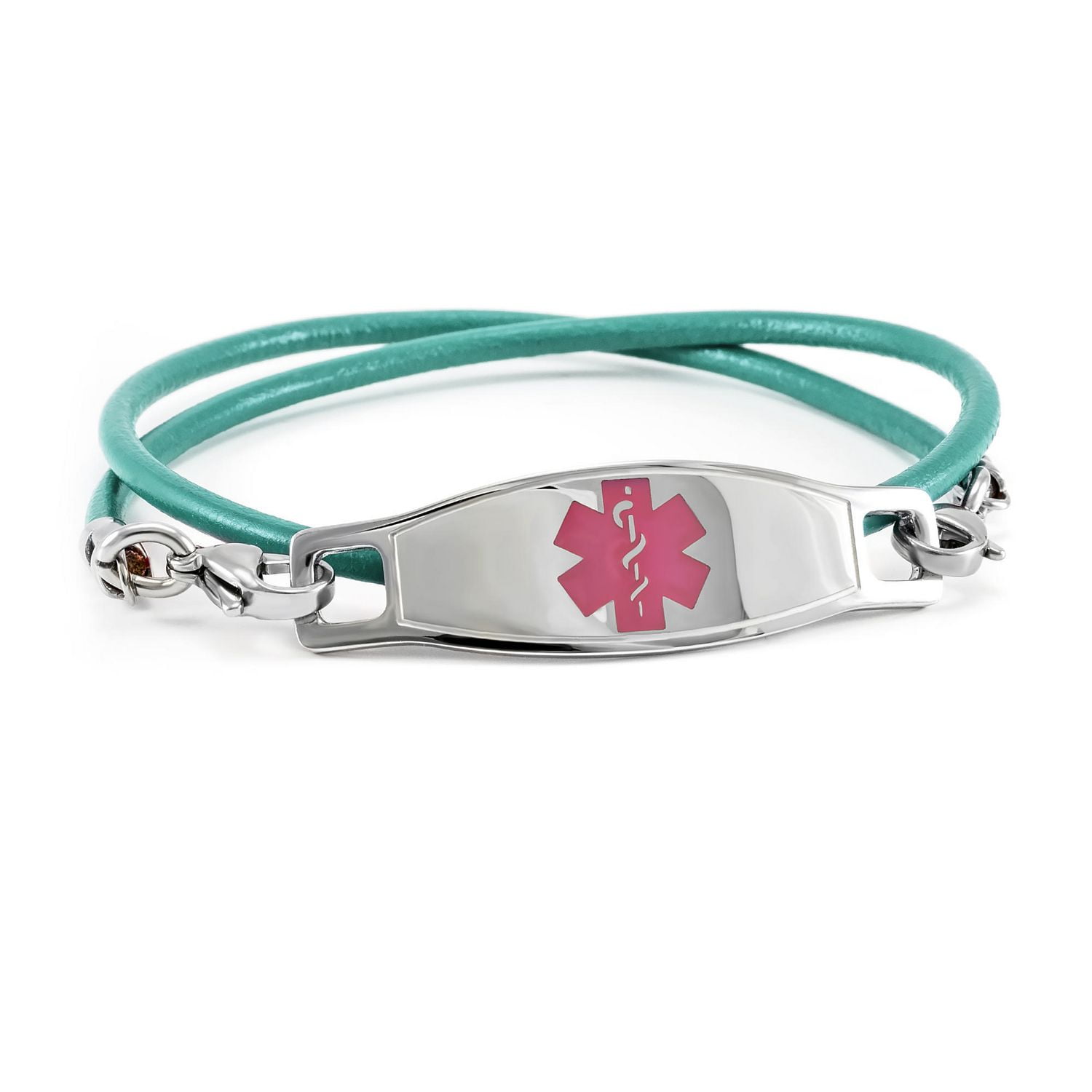 MedicEngraved 316L Stainless Steel Medical Id Bracelet w/ Aqua