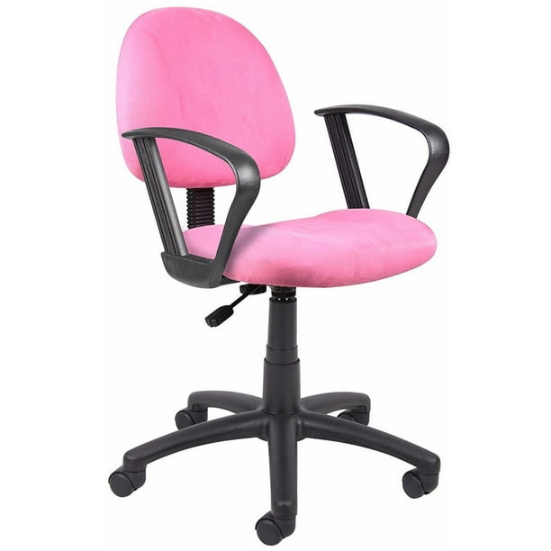 Chaise de travail Nicer Furniture de posture parfait de luxe en microfibre avec accoudoirs bouclés en rose
