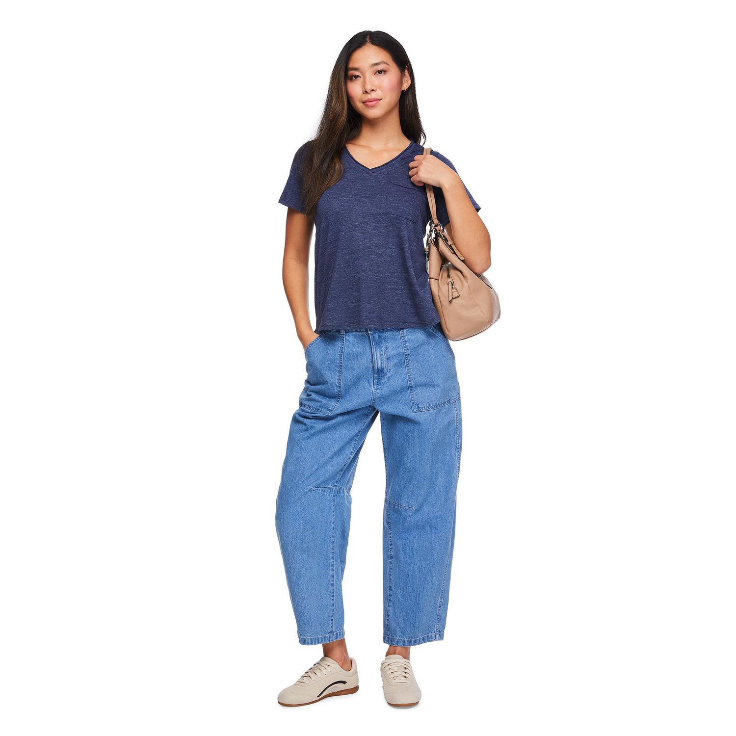 T-shirt à pochette encolure en V George pour femmes