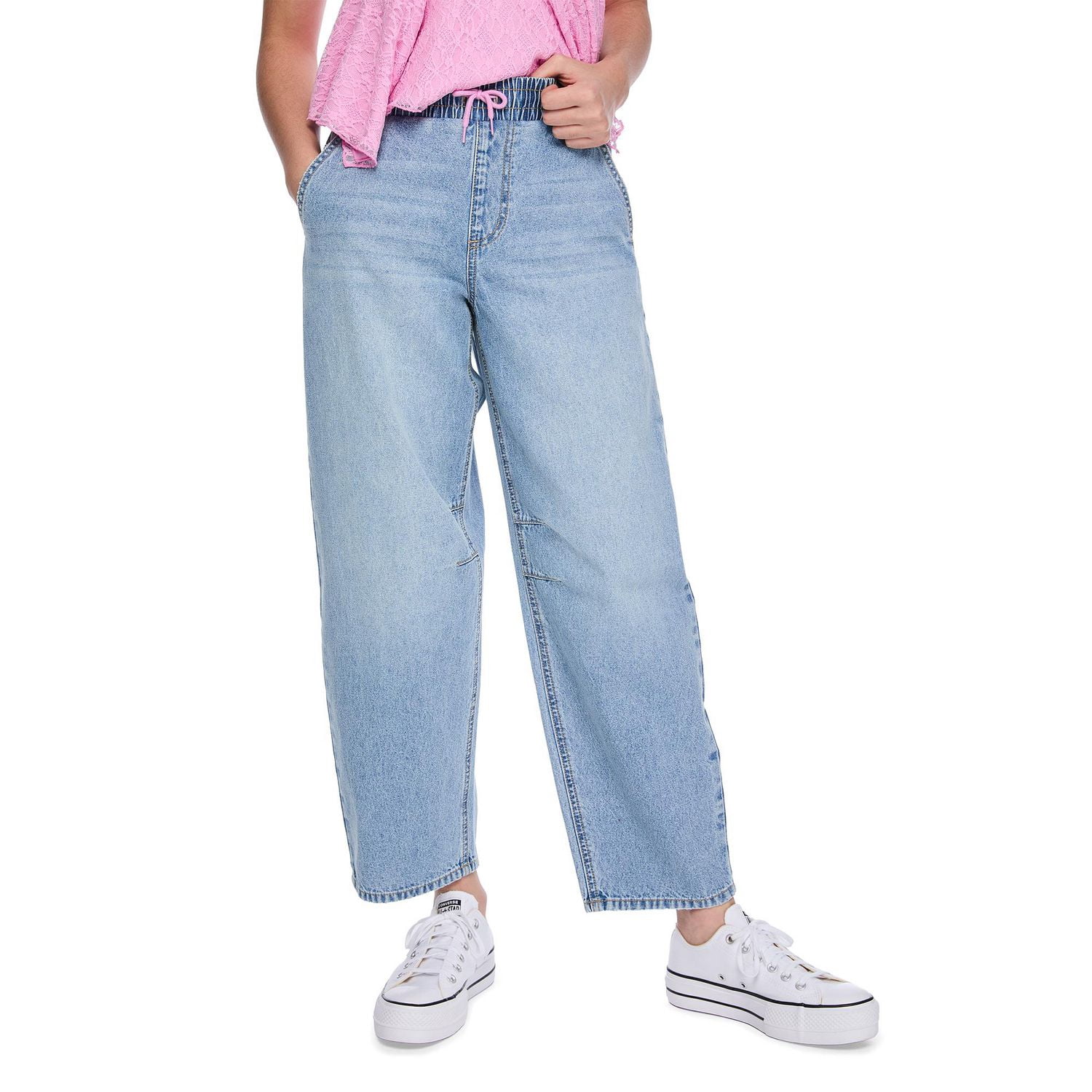 Jean enfilable coupe baril noué à la taille My Sister’s Closet pour filles