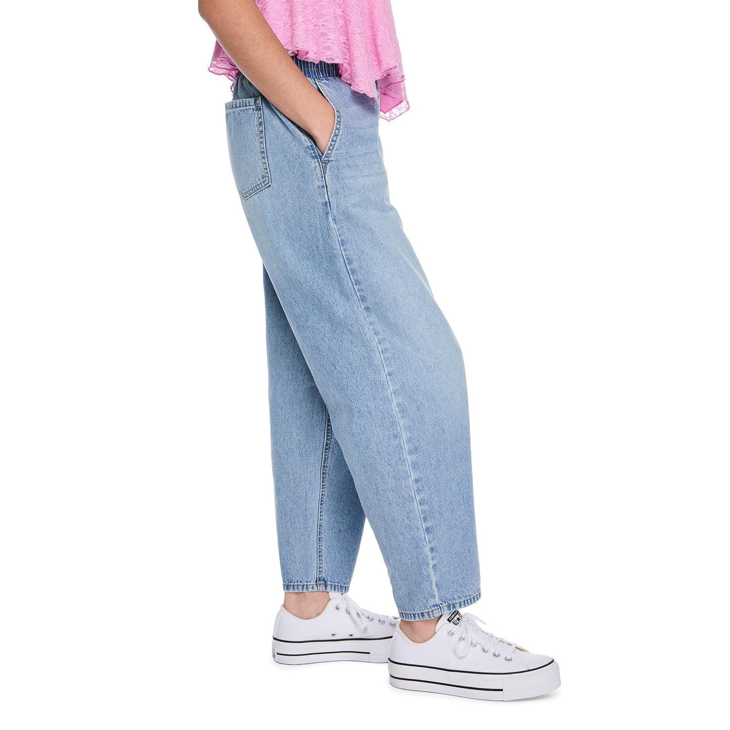 My Sister's Closet Girls' Pull-On Tie Waist Barrel Jean