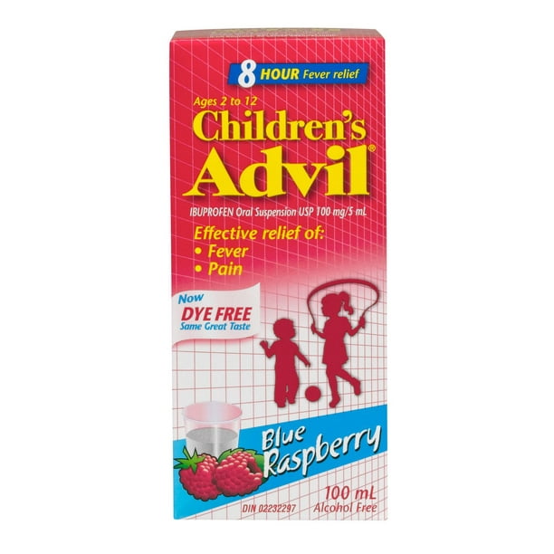 Children's Advil Dye Free Blue Raspberry Suspension 100 ml