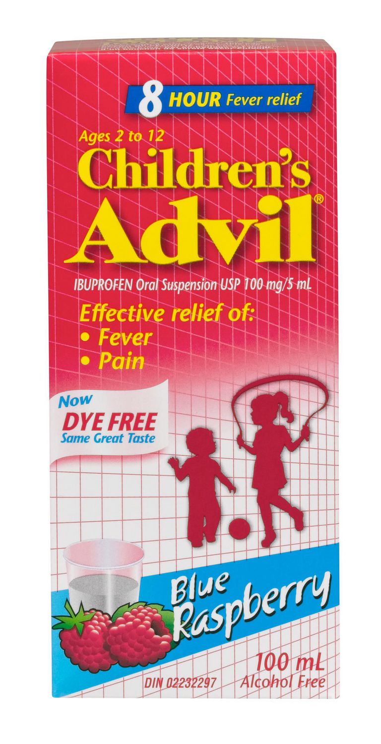 Children’s Advil Dye Free Suspension (100mL, Blue Raspberry Flavour)