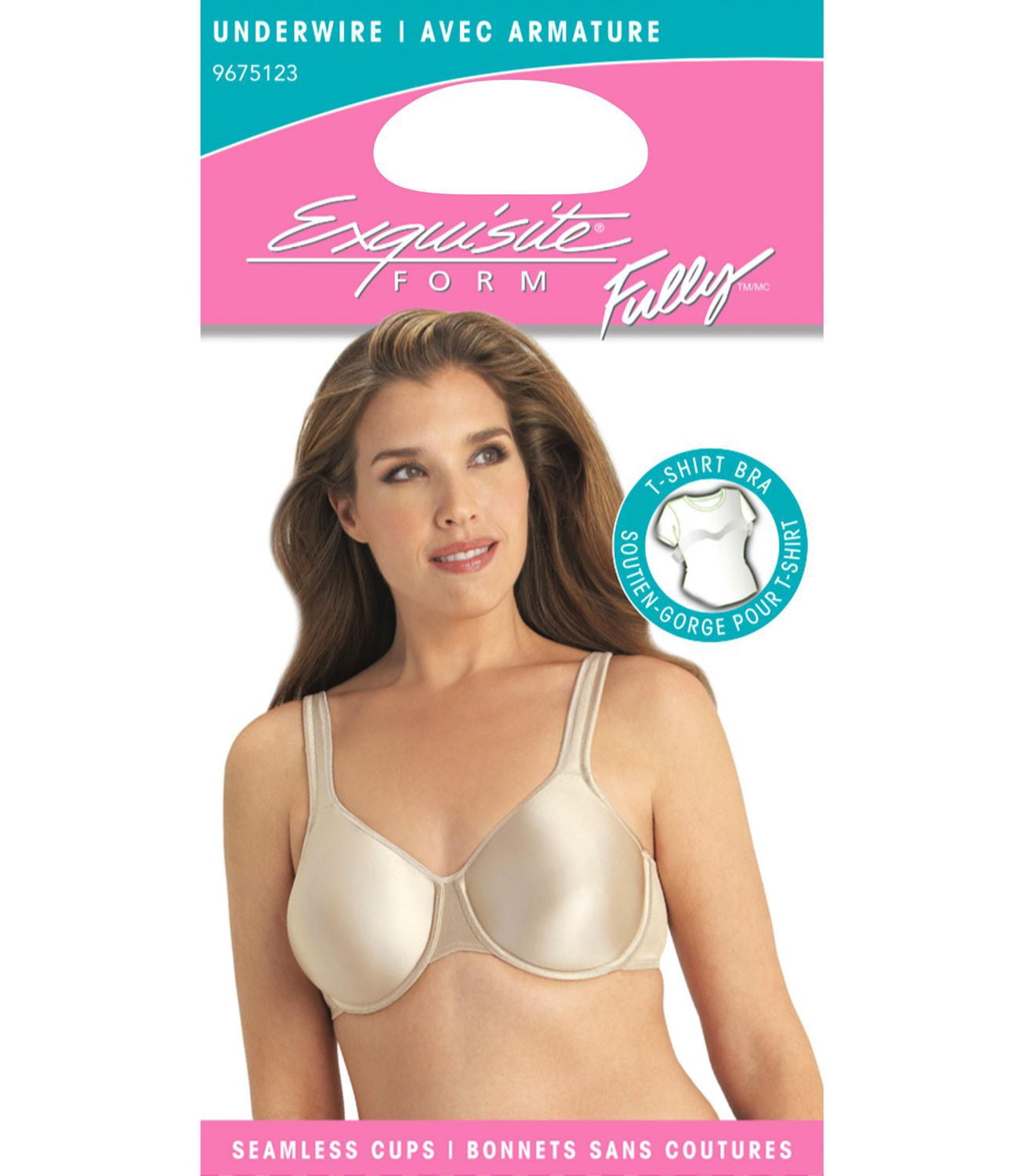 Exquisite Form #9675123 FULLY Full-Support T-Shirt Bra, Seamless Cups, Stretch Satin, Underwire, Sizes 36C