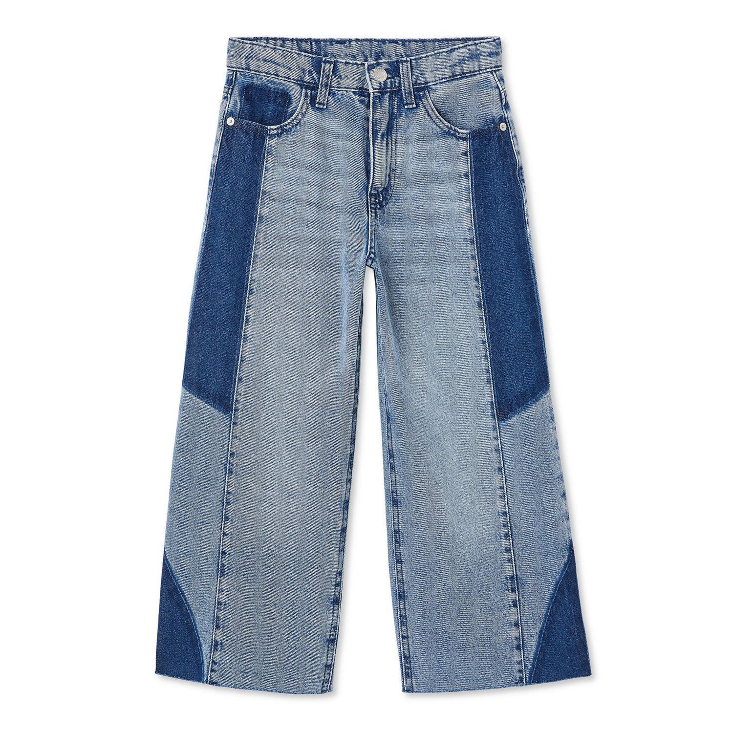 Pantalon en denim à jambe large et à deux tons George pour filles