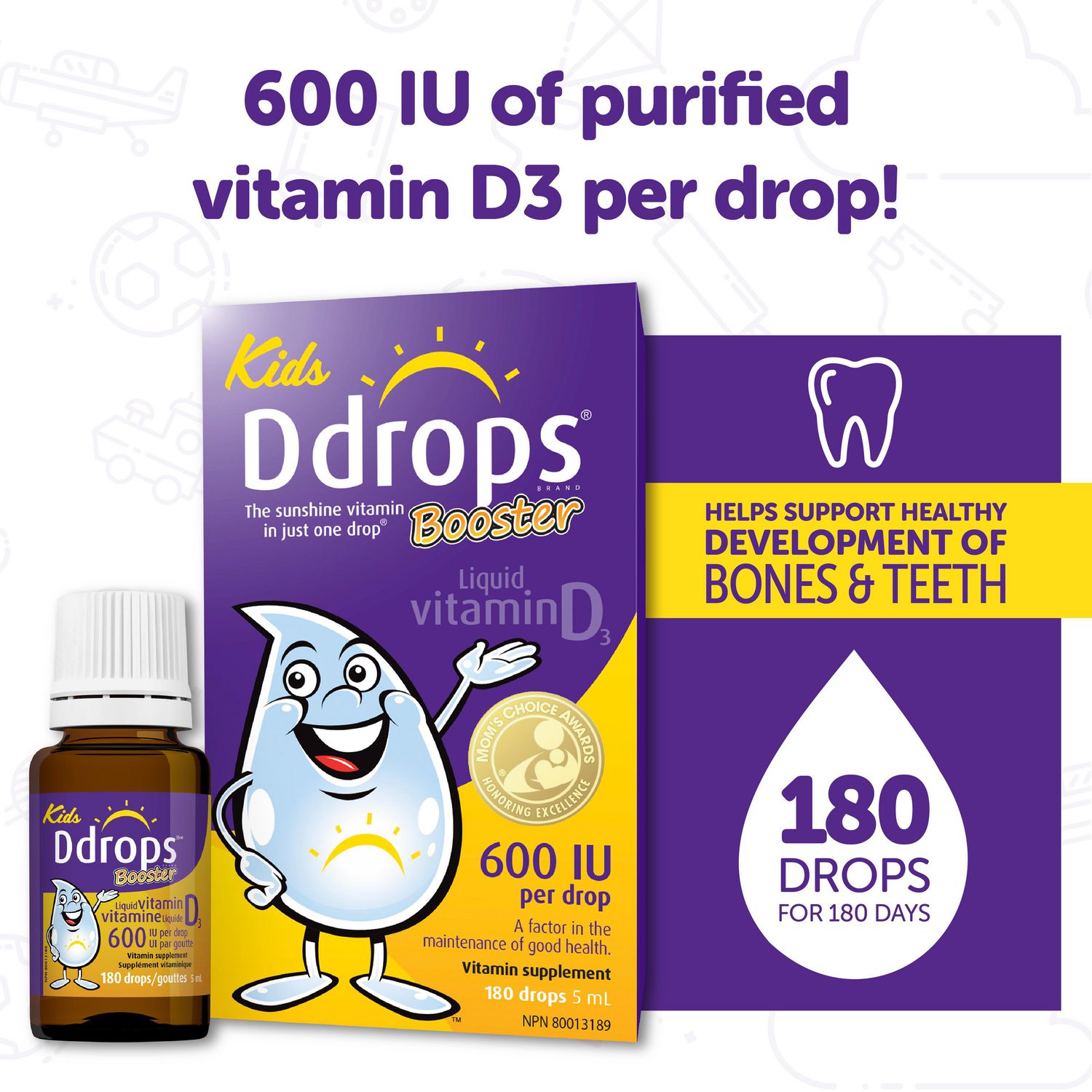 Ddrops® Booster Liquid Vitamin D3 Vitamin Supplement, 600 IU, 5 ml, 180  drops 