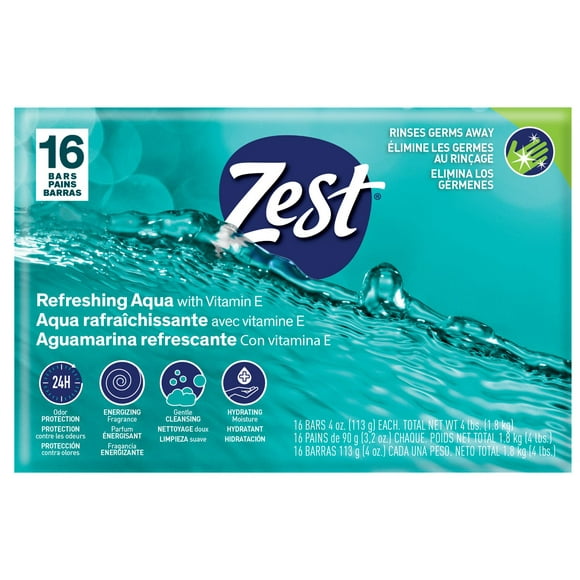 Savon Zeste Aqua Barres nettoyantes pures 16ct