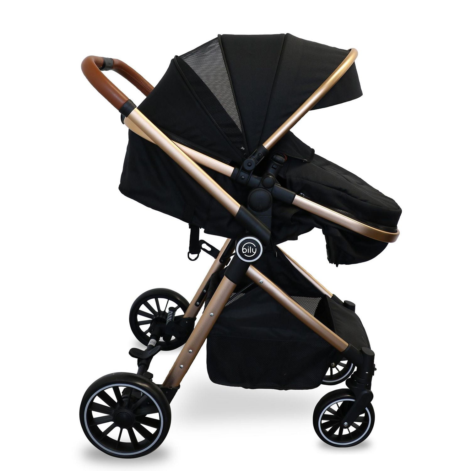 Bily Forward Facing or Parent Facing Convertible Stroller Black Gold 40.16 H x 23.62 W x 32.68 D Walmart