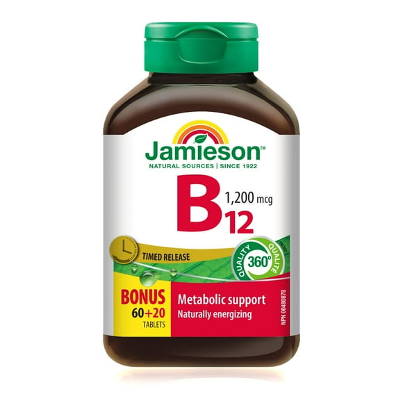 Jamieson Vitamin B12 1,200 Mcg Timed Release Tablets, 60+20 tablets