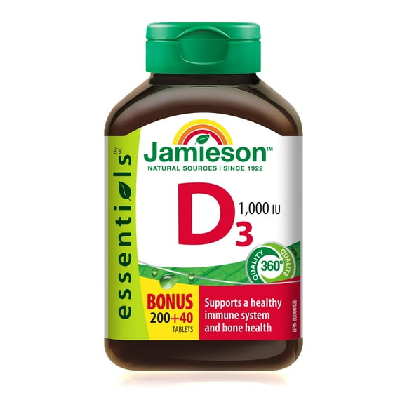 Jamieson Vitamin D3 1,000 IU Tablets, 200+40 tablets