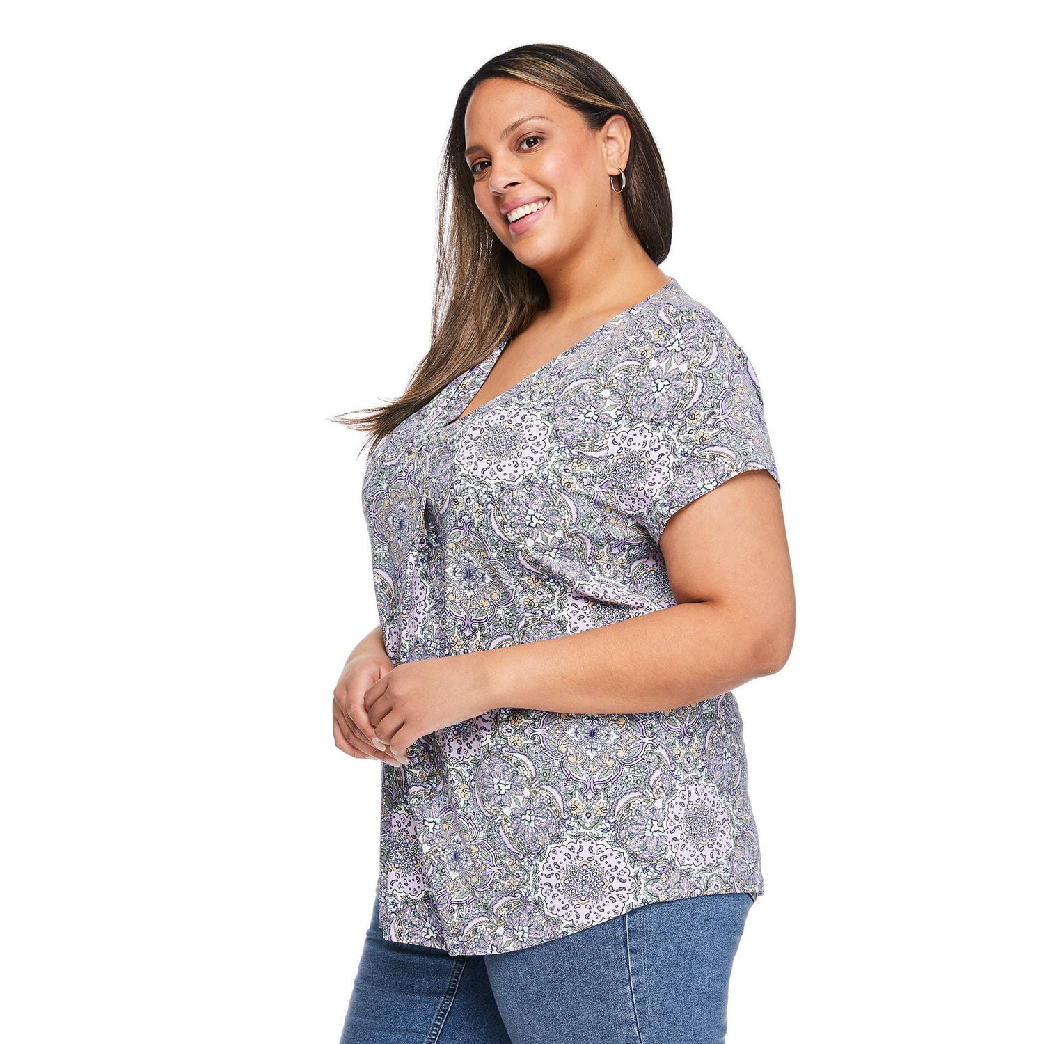 Lane Bryant Women's Plus Printed Pleated Top
